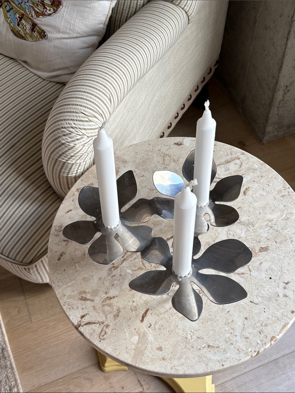 VINTAGE IKEA MONIKA MULDER Flower candle holder | Stainless steel centerpiece 🛸🌸